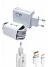 Beyaz Ultra Plus Hızlı Şarj Seti Şarj Adaptörü ve Kablosu 67W