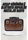 Bluetooth Hoparlör Ahşap Renk Vintage Işıklı Nostaljik Radyo Fm Ahşap Görünümlü