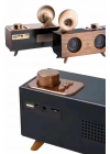 Bluetooth Nostalji Speaker Radyo Gramofon Ahşap Renk Vintage