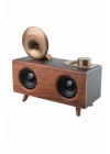 Bluetooth Nostalji Speaker Radyo Gramofon Ahşap Renk Vintage