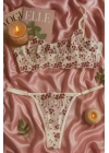 Dantel İşlemeli Transparan Çiçek Desenli Bralet ve String Takım