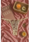 Dantel İşlemeli Transparan Çiçek Desenli Bralet ve String Takım