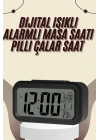 Dijital Masa Saati Termometreli Takvim Çalar Saat Led Ekran Pilli