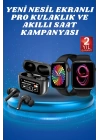 Ekranlı Yeni Nesil Pro Kulaklık ve Akıllı Saat Kampanyası Kulak İçi Mikrofonlu