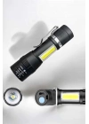 El Feneri Led USB Şarjlı Zoom Mini Led Işık Acil Durum Feneri