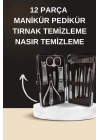 Elektrikli Manikür Pedikür Seti İkili Set 12 Parça Tırnak Bakımı Törpü Protez Çıkarma