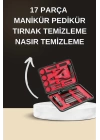 Elektrikli Manikür Pedikür Seti İkili Set 17 Parça Tırnak Bakımı Nasır Temizleme Tırnak Şekillendirme