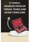 Elektrikli Manikür Pedikür Seti İkili Set 17 Parça Tırnak Bakımı Nasır Temizleme Tırnak Şekillendirme