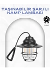 Geometrik Tasarımlı Vintage Kamp Lambası – Type-C Şarj, Ayarlanabilir Parlaklık
