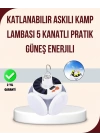 Güneş Paneliyle Şarj Olan Katlanabilir LED Çadır Lambası – 5 Kademeli Aydınlatma