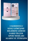 Kablolu Bluetooth Kulaklık ve Kadınlara Özel Bileklik Hediyeli Yeni Nesil Akıllı Saat 3 Kordonlu