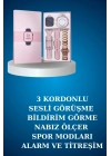 Kablolu Bluetooth Kulaklık ve Kadınlara Özel Bileklik Hediyeli Yeni Nesil Akıllı Saat 3 Kordonlu