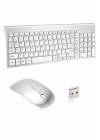 Kablosuz Klavye Mouse Seti Beyaz Q Klavye Tüm Cihazlara Uyumlu