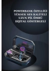 Kadınlar İçin 3 Kordonlu Akıllı Saat ve Dijital Göstergeli Powerbankli Bluetooth Kulaklık Dokunmatik Kontrol