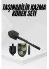 Katlanır Portatif Kazma Kürek Seti Portatif Çelik Taşıma Çantalı Pusulalı