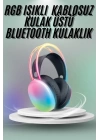 Kulak Üstü Kablosuz Bluetooth Kulaklık Unısex Renkli Işıklı Kulaklık