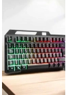Led Işıklı Oyuncu Klavye Usb Girişli RGB Işıklı Q Klavye Mouse Hediyeli
