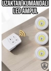 Led Lamba 3lü Uzaktan Kumandalı Yapışkanlı Beyaz Işık