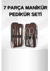 Manikür Pedikür Seti 7 Parça Tırnak Makası Kaş Makası Cımbız Çantalı