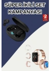 Nabız Ölçer Hediye Bileklikli Akıllı Saat ve Dijital Göstergeli Bluetooth Kulaklık Çoklu Şarj Girişi