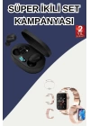 Nabız Ölçer Hediye Bileklikli Akıllı Saat ve Dijital Göstergeli Bluetooth Kulaklık Çoklu Şarj Girişi
