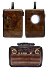 Nostalji Radyo Bluetooth Hoparlör USB-SD Kart Giriş Led Fener Işıklı Bataryalı Pilli