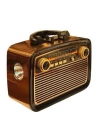 Nostalji Radyo Bluetooth Hoparlör USB-SD Kart Giriş Led Fener Işıklı Bataryalı Pilli