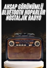 Nostaljik Görünümlü Ahşap Radyo TF SD USB Girişli Led Fener Işıklı