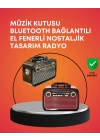 Nostaljik Radyo Görünümlü Bluetooth Hoparlör – FM/AM Yayın, Kablosuz Bağlantı, Şarj Edilebilir