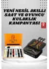 Powerbank Kulaklık ve 7 Kordonlu Akıllı Saat Çoklu Şarj Girişi Bluetooth Bağlantılı