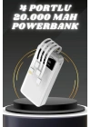 Powerbank Şarj Cihazı 4 Çıkışlı 20.000 MAH Powerbank Kompakt Yüksek Kapasiteli Hızlı Şarj