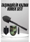 Pusulalı Katlanabilen Portatif Çantalı Mini Kazma Kürek Seti