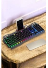Q Klavye RGB Işıklı Klavye Ve Mouse Seti Kablolu Mouse Hediyeliş