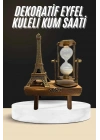 Retro Eyfel Kulesi Ve Kum Saati Dekoratif Ahşap Görünümlü Masa Biblosu