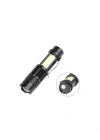 Şarjlı LED El Feneri - 14500 Pil Dahil, 4 Işık Modu, Mini Boy