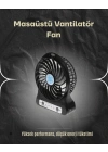 Şarjlı USB Fan – Masaüstü Mini Vantilatör, Taşınabilir, Işıklı, 3 Kademeli, Sessiz