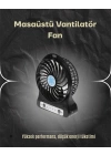Şarjlı USB Fan – Masaüstü Mini Vantilatör, Taşınabilir, Işıklı, 3 Kademeli, Sessiz