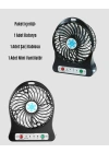 Şarjlı USB Fan – Masaüstü Mini Vantilatör, Taşınabilir, Işıklı, 3 Kademeli, Sessiz