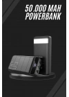 Taşınabilir Powerbank 50.000 mAh 4 Girişli Hızlı Şarj Led Göstergeli Fenerli Şarj