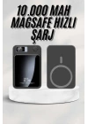 Taşınabilir Şarj Magsafe Powerbank 10.000 mAh Hızlı Şarj Led Göstergeli Kablosuz