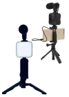 Telefon Tutucu Led Işıklı Kumandalı Mikrofon Telefon Vlog Video Kayıt