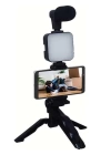 Telefon Tutucu Mikrofonlu Işıklı Youtuber Video Kayıt