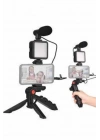 Telefon Tutucu Mini Mikrofonlu Tripod Vlog Çekim Video