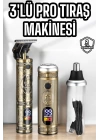 Tıraş Makinesi Üç Başlıklı Saç Sakal ve Vücut Tıraşına Uygun