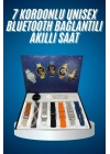 Unısex Yuvarlak Ekranlı 7 Kordonlu Akıllı Saat GPS Destekli Çoklu Kordon Seçeneği