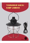 USB Şarjlı Retro LED Kamp Feneri – 4 Işık Modu, Su Geçirmez, Taşınabilir