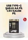 USB Type-C ile Hızlı Şarj Edilebilen AA Lityum Pil