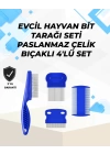 Uzun ve Kısa Tüylü Hayvanlara Özel Bit Tarağı ve Tüy Temizleme Seti