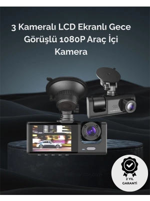 1. 3 Kameralı Full HD Araç Kamerası – Ön, İç ve Arka Görüş ile %100 Kapsama