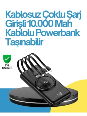 10000mAh Kablosuz ve Hızlı Şarj Destekli Powerbank – Taşınabilir Şarj Gücü